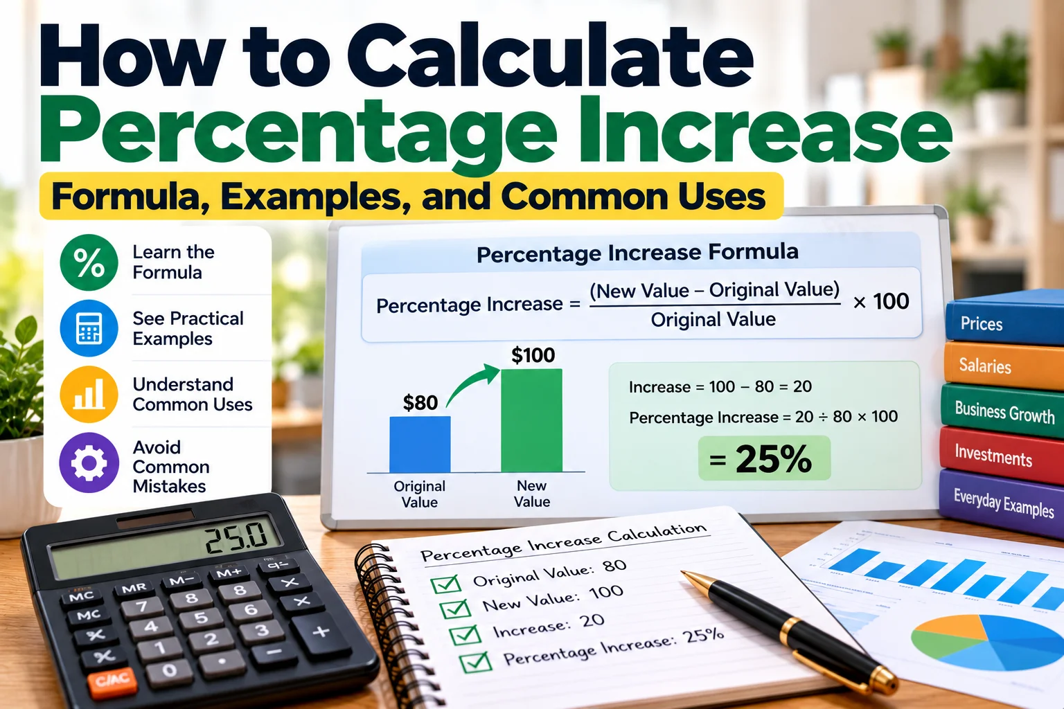 How to Calculate Percentage Increase: Formula, Examples, and Common Uses